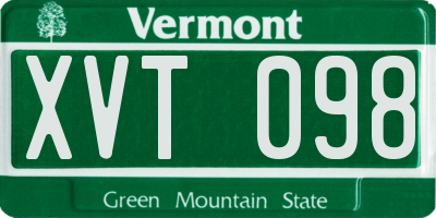 VT license plate XVT098