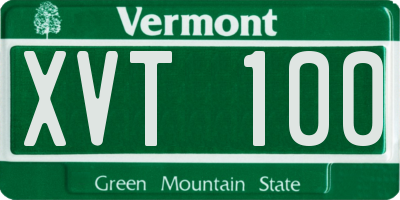 VT license plate XVT100