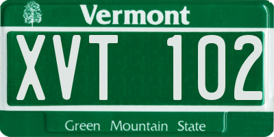 VT license plate XVT102