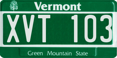 VT license plate XVT103