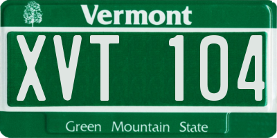 VT license plate XVT104