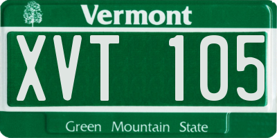 VT license plate XVT105