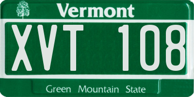 VT license plate XVT108