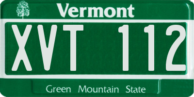 VT license plate XVT112