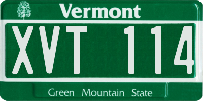 VT license plate XVT114