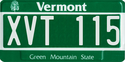VT license plate XVT115