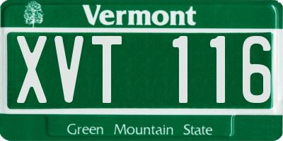 VT license plate XVT116