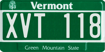VT license plate XVT118