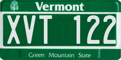 VT license plate XVT122
