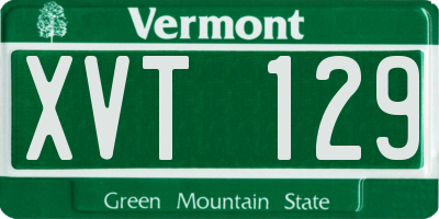 VT license plate XVT129