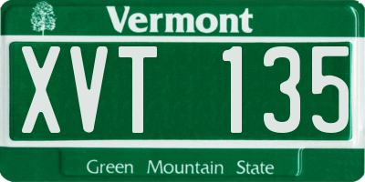 VT license plate XVT135