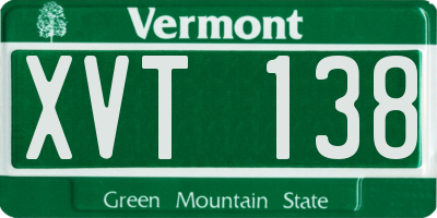 VT license plate XVT138