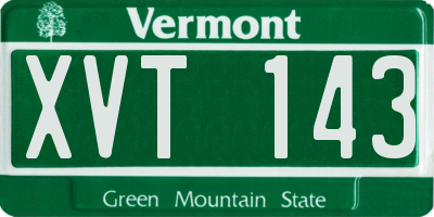 VT license plate XVT143
