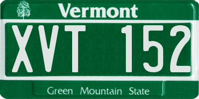 VT license plate XVT152