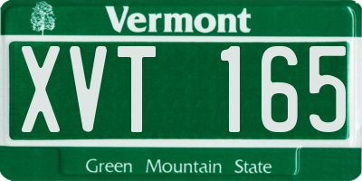VT license plate XVT165