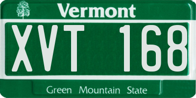 VT license plate XVT168