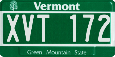 VT license plate XVT172