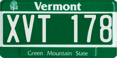 VT license plate XVT178