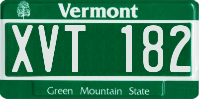 VT license plate XVT182