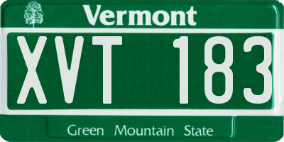VT license plate XVT183