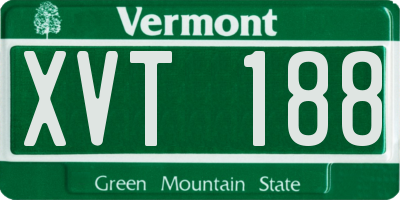 VT license plate XVT188