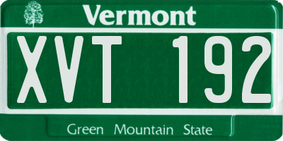 VT license plate XVT192