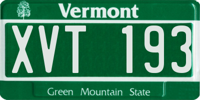 VT license plate XVT193