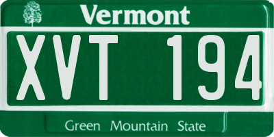 VT license plate XVT194