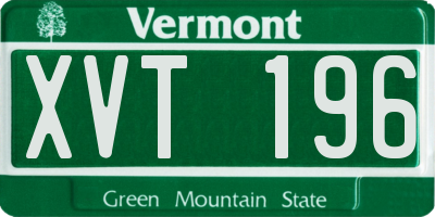 VT license plate XVT196
