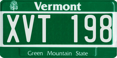VT license plate XVT198