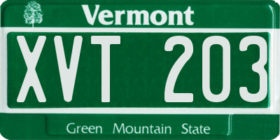 VT license plate XVT203