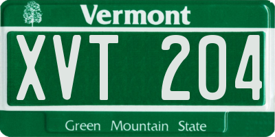 VT license plate XVT204