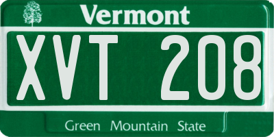 VT license plate XVT208