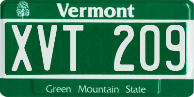 VT license plate XVT209