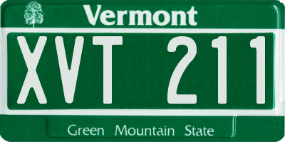 VT license plate XVT211