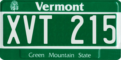 VT license plate XVT215