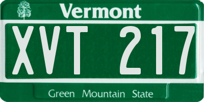 VT license plate XVT217