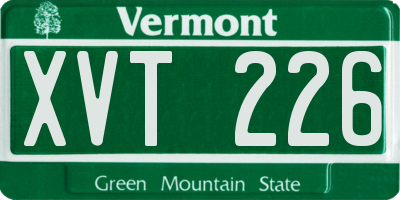 VT license plate XVT226