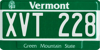 VT license plate XVT228