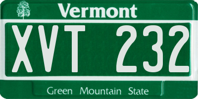 VT license plate XVT232
