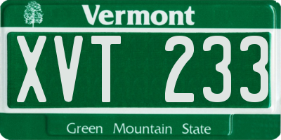 VT license plate XVT233