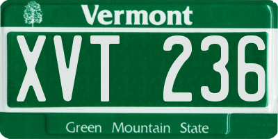 VT license plate XVT236