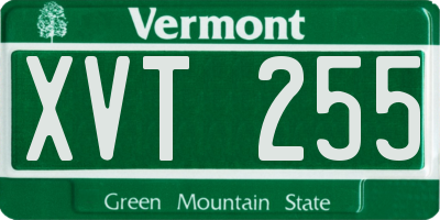 VT license plate XVT255