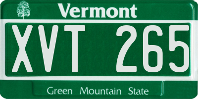 VT license plate XVT265