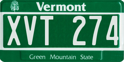 VT license plate XVT274