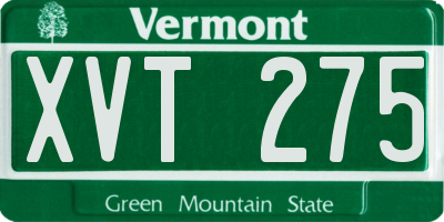 VT license plate XVT275