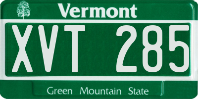 VT license plate XVT285