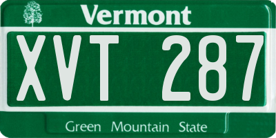 VT license plate XVT287