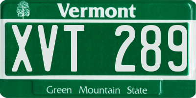 VT license plate XVT289