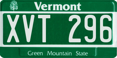 VT license plate XVT296